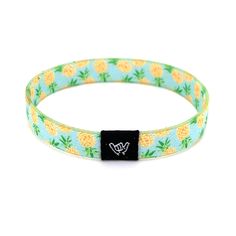 "Who lives in a pineapple under the sea? You can...with this yellow pineapple band! Get ready to make waves with these beachy bracelets! Super comfy on your wrist and they keep their vibrant colors all summer long. Stack them up, mix and match with our knotband bracelets. Available in bracelet lengths (L): Extra Small approx 5.5\" L Small approx 6.5\" L Medium approx 7.5\" L Reversible surf, music and beachy prints. Elastic blend material, can stretch to desired fit. Packaged in natural drawstri Adjustable Multicolor Wristband For Summer, Casual Friendship Wristband For Summer, Adjustable Summer Beach Wristband, Adjustable Stretch Bracelet For Summer Vacation, Yellow Bracelets For Summer Vacation, Adjustable Wristband For Summer Beach, Summer Beach Wristband, Trendy Yellow Bracelets For Summer, Casual Adjustable Yellow Bracelets