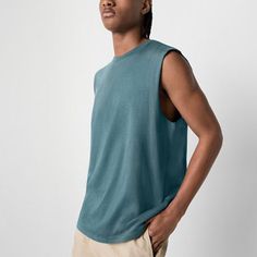 This Arizona men's muscle tank top is a must-have for workouts or casual style days when it's warm out. Made from 100% cotton, this sleeveless pullover tee has a crew neck and a regular-fit. Team it with shorts or jeans. Closure Type: Pullover HeadFit: Regular FitNeckline: Crew NeckSleeve Length: SleevelessApparel Length: 29.5 InchesFiber Content: 100% CottonFabric Description: JerseyCare: Machine Wash, Tumble DryCountry of Origin: Imported Sleeveless Relaxed Fit T-shirt For Summer, Spring Tops With Relaxed Fit And Dropped Armholes, Summer Muscle Tee With Dropped Armholes, Solid Color Sleeveless Casual T-shirt, Casual Green Sleeveless T-shirt, Casual Green Vest Top, Casual Solid Sleeveless Top, Casual Sleeveless Top In Solid Color, Green Casual Muscle Tee