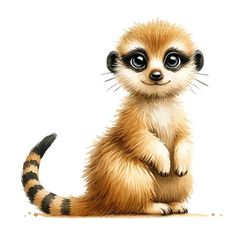 a drawing of a baby meerkat sitting on its hind legs and looking at the camera