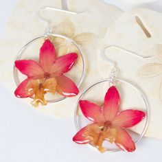 Orchid Drop Earrings With Sterling Silver | Devi & Co. Monstera Plants