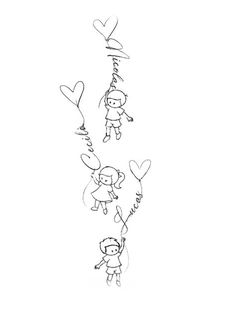 a drawing of two people holding balloons with hearts and the words i love you written on them