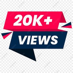 the 20k plus views logo with red and blue ribbon on transparent background, hd png