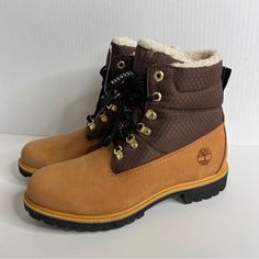 Nwt Timberland Mens 6 Inch Heritage Puffer Leather Boots Brown Size 9.5 Winter Boots Men, Timberland Outfit, Leather Boots Brown, Timberland Boots Outfit, Timberland Outfits, Fall Boots Outfit, Timberland Boots Mens, Mens Winter Boots, Mens Gear