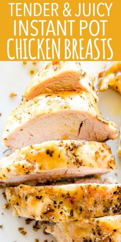 the tender and juicy instant pot chicken breast is ready to be cooked in the oven