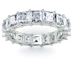 Asscher Cut Eternity Ring Asscher Diamond, Celtic Wedding Rings, Diamond Eternity Band, Fine Diamond Jewelry, Asscher Cut, Vs Diamond, Cushion Cut Diamonds, Buying Diamonds, Diamond Rings Bands