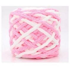 a pink and white ball of yarn