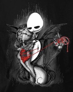 a drawing of a skeleton holding a red heart