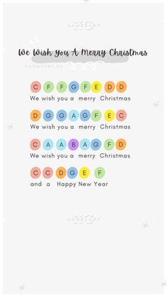 a christmas card with the words we wish you a merry christmas in different colors and font