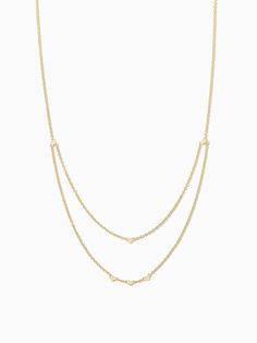 Add some gold layers to your look with our Layered Chain Vermeil Necklace. Crafted from 18k gold over sterling silver, this pre-layered necklace is an effortless, yet still elevated piece every jewelry collection needs. Did we mention it also has real, slightly included round-cut diamonds? Now you really need this gold necklace. Sterling Silver Double Chain Necklace For Layering, Sterling Silver Double Strand Necklace For Layering, Chic 14k Gold Necklaces For Layering, Elegant Double Chain Multi-strand Charm Necklaces, Elegant Multi-strand Double Chain Charm Necklaces, Dainty Yellow Gold Double Chain Jewelry, Elegant Double Strand Layered Jewelry, Timeless Gold Jewelry For Layering, Yellow Gold Double Chain Charm Necklace