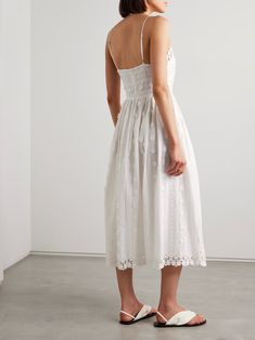 MIGUELINA Hollis appliquéd embroidered guipure lace-trimmed cotton-voile midi dress | NET-A-PORTER Feminine Lace Dress With Broderie Anglaise, Floral Embroidered Midi Dress For Wedding, Embroidered Knee-length Midi Dress For Daywear, Lace Midi Dress With Broderie Anglaise, Feminine Lace Midi Dress With Broderie Anglaise, Feminine Broderie Anglaise Lace Midi Dress, White Lace Dress With Broderie Anglaise, Midi Length Lace Dress With Broderie Anglaise, Lace Dress With Broderie Anglaise In Midi Length