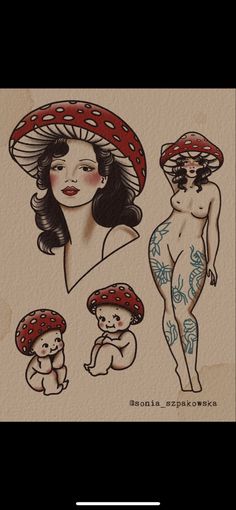 an image of some women with tattoos on their body and one holding a baby in her arms