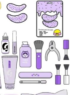 the paper doll is made up of various items such as hairbrushes and other things