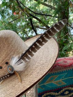 Feather consist of a 15 inch goose wing tip feather measuring it from feather tip to quill end.  Feather is accented with  white tail deer hide and antique silver concho.   I hand  tie and create each hat feather.  Feathers are packed in proper packaging appropriate for feathers to ensure safe arrival. Note: Feathers, hides are ethically sourced.   Hat for display purpose only. Cowboy Hat Feather, Buckaroo Hats, White Tail Deer, Deer Hide, Hand Tie, White Tail, Whitetail Deer, Cowboy Hat, Cowboy Hats