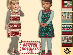 The Sims Resource - Toddler Happy Wintertime Dress Toddler Clothing, Winter Time, Winter Holidays, Toddler Outfits