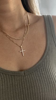 Cheap Cross Chain Necklace, Tomboy Necklace, Gold Plated Cross Chain Necklace, Trendy Cross Chain Necklace, Aesthetic Cross Necklace, Chunky Gold Cross Necklace, Big Cross Necklace, Rose Gold Necklaces, Necklaces Cross