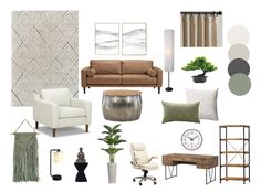 a living room filled with lots of furniture and decorating items, including a couch, chair