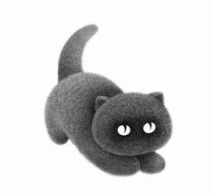 a black cat is flying through the air with its eyes wide open and it's tail