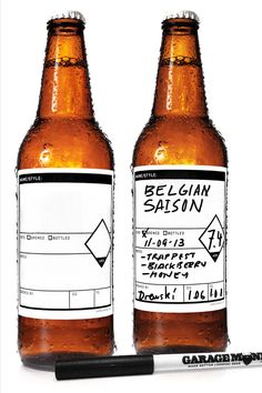 Reusable Beer Bottle Labels Erasable Markers, Beer Bottle Labels, Beer Bottles, Ice Water, Bottle Labels, Home Brewing