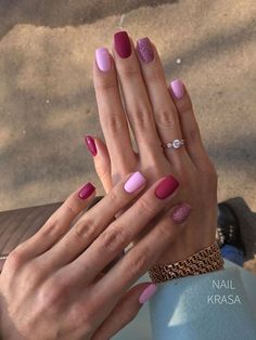 Matte Summer Nails, Magenta Nails, February Nails, Valentine Nails, Cute Gel Nails, Nails 2023, Dipped Nails, Bling Nails, Fancy Nails