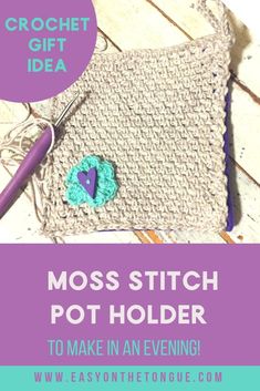 crochet gift idea moss stitch pot holder to make in an evening with easy instructions