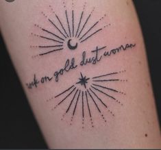 a tattoo with the words, work on god just woman written in cursive font