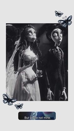 an image of two people dressed up as jack and sally from the addams movie