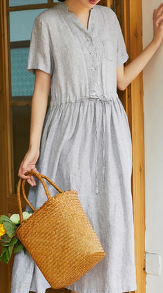 Gray Women Dresses Ramie Casual Summer Buttons Linen Shirts Women Dresses SSM97215 Casual Spring Linen Dress, Casual Ramie Linen Spring Dress, Casual Linen Dress With Short Sleeves, Casual Short Sleeve Linen Dress, Casual Linen Spring Dress, Spring Casual Linen Dress, Casual Short Sleeve Linen Dress For Daywear, Casual Linen Dress With Short Sleeves For Daywear, Casual Linen Dress For Vacation