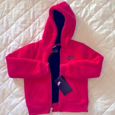 Girls Pink Fleece Jacket. Warm And Cozy. New, Never Worn, With Tag. Smoke And Pet Free Home. Nike Fleece Jacket With Fleece Lining, Nike Pink Long Sleeve Outerwear, Pink Fleece Outerwear With Fleece Lining, Sporty Pink Fleece Jacket With Fleece Lining, Pink Hooded Fleece Jacket, Hooded Pink Fleece Jacket, Cozy Pink Hooded Fleece Jacket, Sporty Pink Hooded Fleece Jacket, Pink Fleece Hooded Jacket With Long Sleeves