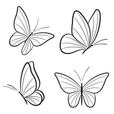 four butterflies flying in different directions