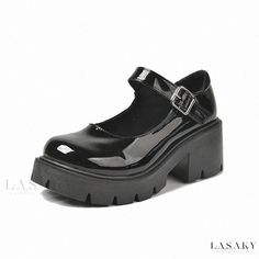 Lasaky - Classic Retro Mary Jane Shoes with Thick Soles - Stylish Loafers for Uniforms Ankle-high Platform Mary Janes, Slip-on Platform Loafers With Closed Toe, Slip-on Closed Toe Platform Loafers, Chunky Platform Closed Toe Synthetic Loafers, Chunky Platform Closed Toe Loafers, Chunky Platform Synthetic Platform Loafers, Casual Platform Loafers With High Heel, Casual Black High Heel Platform Loafers, Trendy Synthetic Platform Loafers With Round Toe