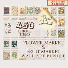 the flower market and fruit market wall art bundle is on sale for $ 50 each