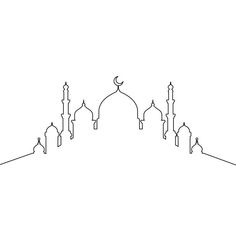 a line drawing of a mosque on top of a hill