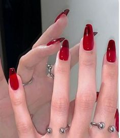 Unghie Nail Art, Red Jelly, Korean Nails, Grunge Nails, Nails Red, Soft Nails, Jelly Nails, Nail Swag, Kawaii Nails