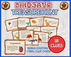 dinosaur scavenger hunt game with 12 clues