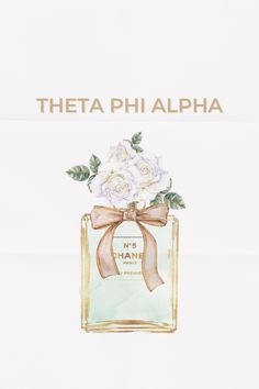 an advertisement for the perfume brand, with flowers in a bottle and ribbon on it