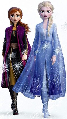 two frozen princesses are walking in the snow