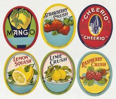 four different flavors of lemon, raspberry and strawberry crush yogurt labels