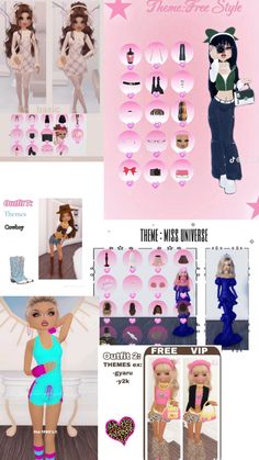 a collage of barbie dolls with different outfits and accessories for the doll's life