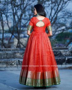 Pattu Cloth Long Frocks, Back Neck For Frocks, Long Frocks Pattu Sarees, Frocks For Women Pattu Long Frocks For Women, Long Frock Models With Pattu Sarees, Long Frocks With Silk Sarees, Pattu Frock Designs For Women, Long Frock Designs Pattu, Back Neck For Long Frocks