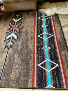 an area rug on the floor in a living room