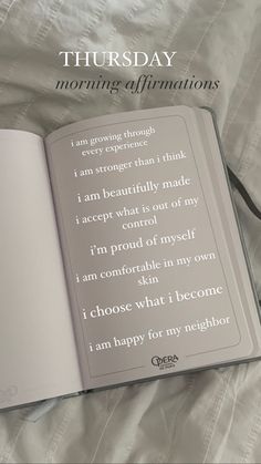 affirmations, aesthetic, that girl inspo, affirmations ideas, journaling inspo Morning Journal Affirmations, Morning Journal Prompts Aesthetic, Journaling Affirmations, Journal Affirmations, Morning Journal Prompts, Affirmation Journal, Affirmations Journal, Morning Journal, Gratitude Journal Prompts