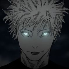 an anime character with glowing eyes looking at the camera