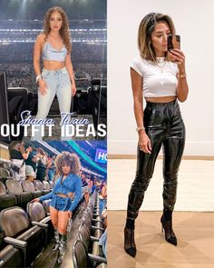 Ideas For Shania Twain Concert Outfits - What I Wore - ljanestyle Concert Top Ideas, Shania Twain Concert Outfit Ideas, Shania Twain Concert Outfit, Shania Twain Concert, Sweater Over Dress, Leather Shorts Outfit, Concert Top, Extreme Fashion, Concert Outfit Ideas