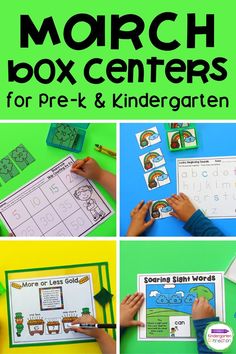 march box centers for pre - k and kindergarten with pictures of the contents