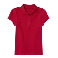 Elevate your little one's school wardrobe with the Jump Start Girl's 3-Button Short Sleeve Stretch Pique Polo Shirt. Perfectly tailored for comfort and style, this polo is a must-have for the school year.

- Material: 60% Cotton, 35% Polyester, 5% Spandex
- Features: Ribbed polo collar and armbands, double-stitched hem, three-button placket
- Care Instructions: Machine wash cold
- Age Group: Kids
- Gender: Female

Designed to offer durability and flexibility, this polo shirt withstands the daily Red Uniform, Daily Uniform, Red Button Up Shirt, Uniform School, Red Polo Shirt, Red Polo, Target Clothes, Uniform Shirts, Navy Skirt