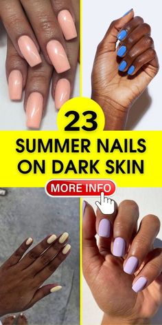 Nail Inspo Dark Skin Tone, Gel Nail Polish For Dark Skin Tone, Short Nails Sns Ideas, Nail Colours For Tanned Skin, Summer Nails For Brown Skin, Gel Colors For Dark Skin, Gel Nails 2024 Trends Summer, Nail Polish Black Women