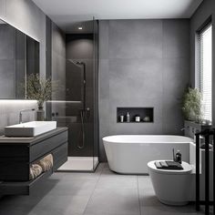 a bathroom with a tub, toilet and sink