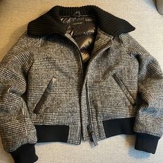 Brand New Without Tags Mackage Bomber Jacket. Never Worn. Super Cute And Cozy Jacket. Retails For 850 Luxury Black Wool Outerwear, Luxury Gray Wool Outerwear, Luxury Gray Long Sleeve Outerwear, Designer Black Wool Outerwear, Black Designer Wool Outerwear, Luxury Gray Winter Outerwear, Luxury Fitted Gray Outerwear, Mackage Jacket, Cozy Jacket