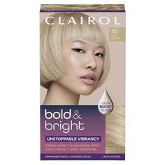 Clairol Bold & Bright Permanent Hair Dye, 110 Pina Colada INTENSE COLOR + MOISTURIZING SHINE. Unstoppable vibrancy! Bold & Bright gives you vivid, vibrant color that stays true. TrueColorSeal Technology locks in color to help protect against water-fading, mazimizing vibrancy. HydraShine Conditioner moisturizes + smoothens hair. Need a boost of color? The Color Boost Glaze amplifies your color anytime you need it! Size: 1 Application. Clairol Hair Color, Delivery Photos, Permanent Hair Dye, Bumble And Bumble, Permanent Hair Color, One Hair, Dark Blonde, Light Blonde, Pina Colada