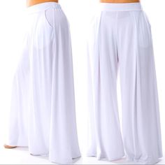 Palazzo Pants With Pockets And Stretch Waistband. One Size Fists L-3x(20/22) Polyester/Spandex Blend White Palazzo Pants, Pants With Pockets, Baddie Outfits Casual, Outfits Casual, Palazzo Pants, Baddie Outfits, Lady In Red, Polyester Spandex, Pant Jumpsuit